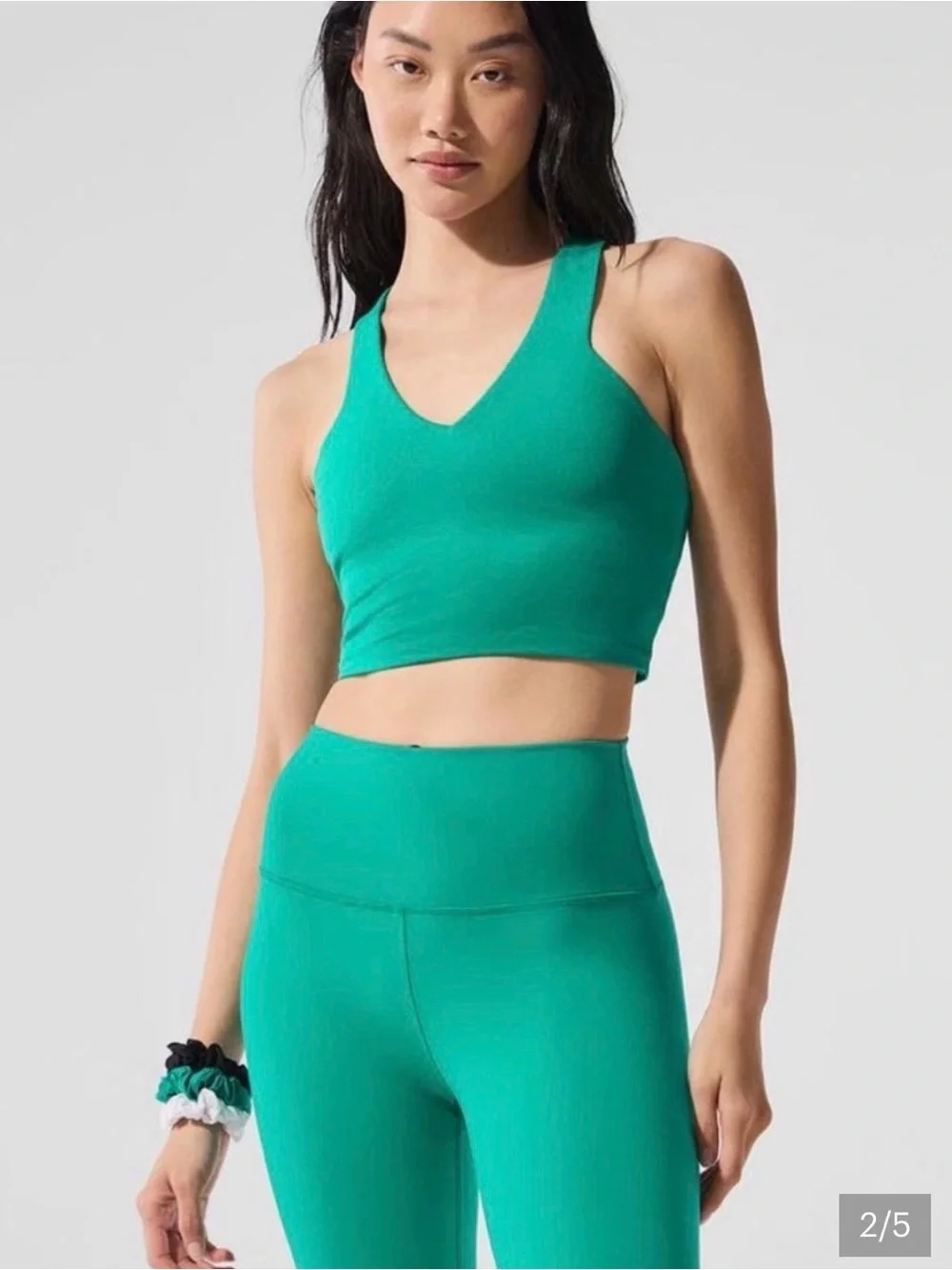 ALO Yoga Teal V-Neck Sports Bra Size Small